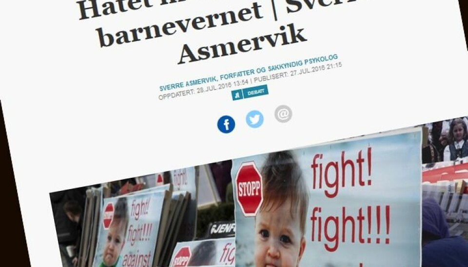 Faksimile fra Sverre Asmerviks kronikk i Aftenpostens nettavis.