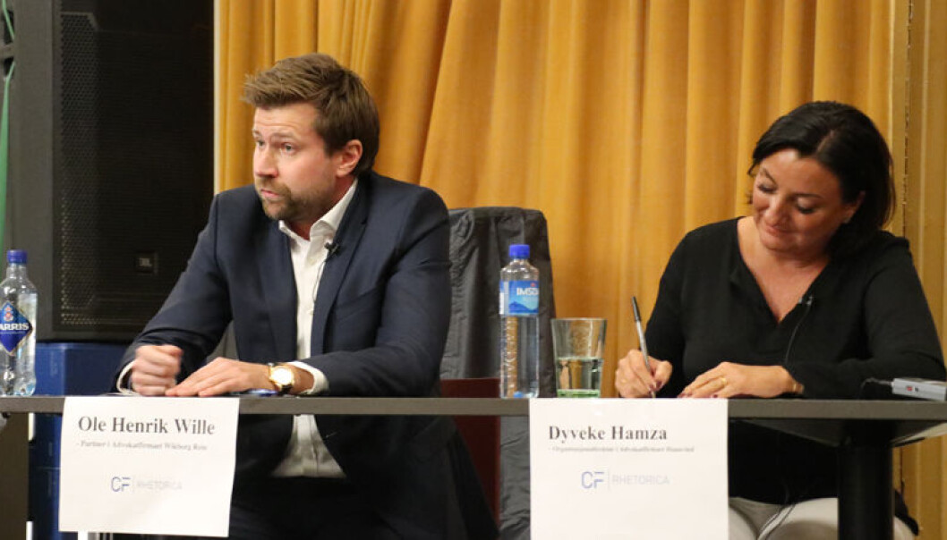 Wikborg Rein-partner Ole Henrik Wille og Dyveke Hamza representerte advokatbransjen i en debatt om karakterpress på jusstudiet som ble arrangert på Frokostkjelleren i Oslo torsdag ettermiddag. Wikborg Rein-partner Ole Henrik Wille og Dyveke Hamza representerte advokatbransjen i en debatt om karakterpress på jusstudiet som ble arrangert på Frokostkjelleren i Oslo torsdag ettermiddag.