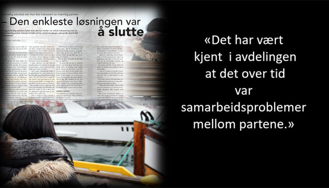 Både PwC og den aktuelle partneren sier at "de beklager at advokaten har hatt opplevelser ved sin arbeidsplass i PwC som hun har følt ubehagelige". Både PwC og den aktuelle partneren sier at "de beklager at advokaten har hatt opplevelser ved sin arbeidsplass i PwC som hun har følt ubehagelige".