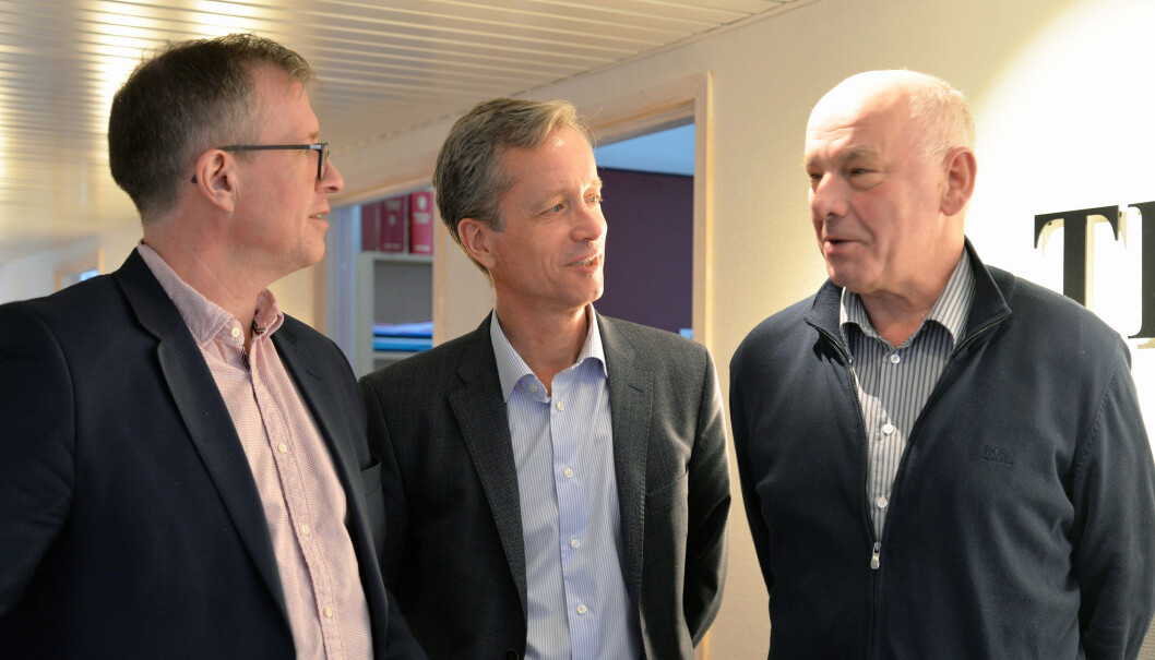 – Vi har hatt en tiltagende vekst de siste årene, og vi ser et stort potensial fremover, sier fra v. Aslak Runde, Kjetil Schonhowd og Jesper Holte. – Vi har hatt en tiltagende vekst de siste årene, og vi ser et stort potensial fremover, sier fra v. Aslak Runde, Kjetil Schonhowd og Jesper Holte.