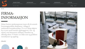 Advokatfirmaet Selmer får ros for et bilde av resepsjonen utformet som en stor "S". Foto: Skjermdump Advokatfirmaet Selmer får ros for et bilde av resepsjonen utformet som en stor "S". Foto: Skjermdump