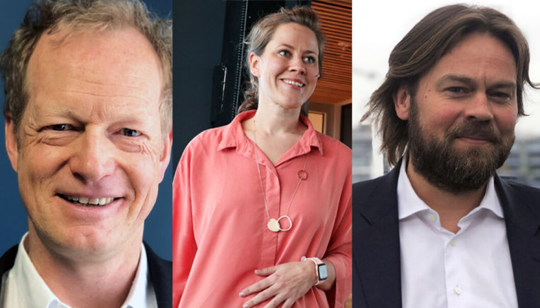 Christopher Helgeby, direktør i Hjort, Lawbotics-gründer Merete Nygaard og Dan Sørensen, senioradvokat i Selmer. Foto: Thea N. Dahl Christopher Helgeby, direktør i Hjort, Lawbotics-gründer Merete Nygaard og Dan Sørensen, senioradvokat i Selmer. Foto: Thea N. Dahl