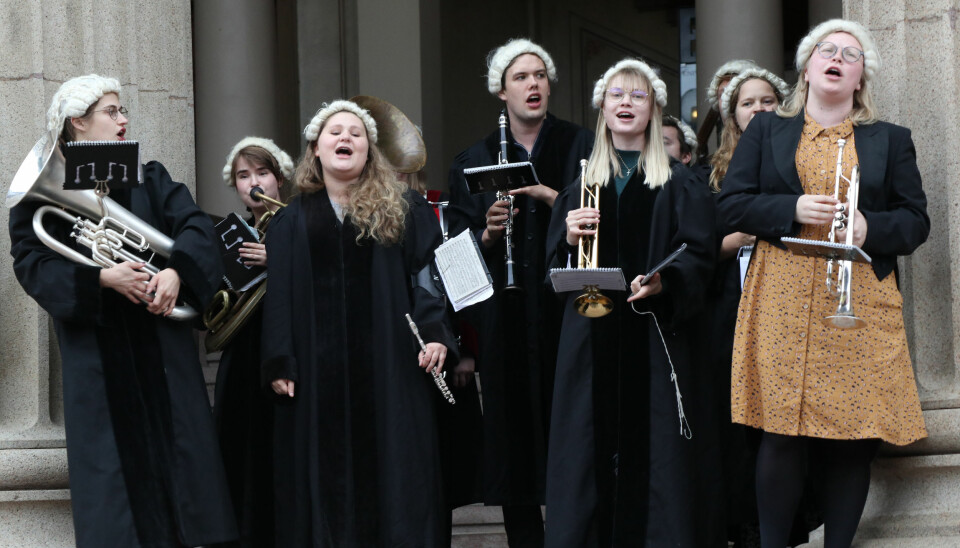 Musikk fra jusstudentkorpset Corpsus Juris markerte åpningen av Oslo Legal walk 2019.