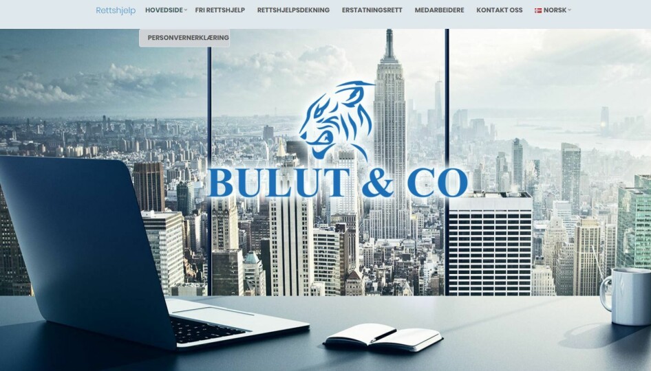 Hovedbildet på hjemmesiden til rettshjelpfirmaet Bulut & CO.