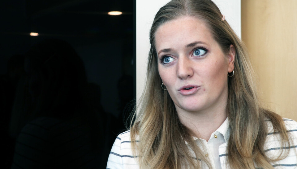 Emilie Enger Mehl var tilstede på pressekonferansen i Justisdepartementets da regjeringens alternativ til ny domstolstruktur ble fremlagt.