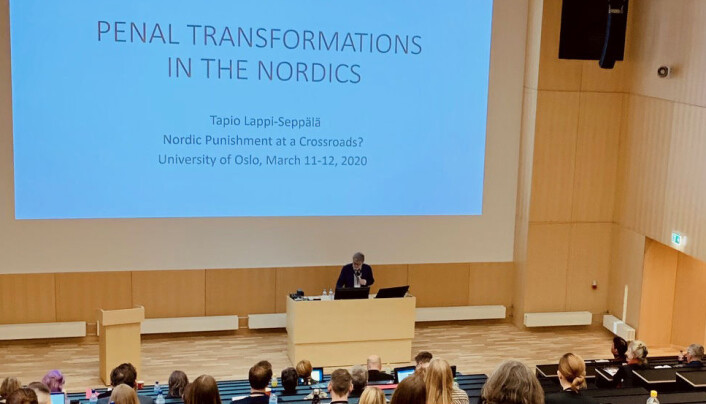 Tapio Lappi-Seepälä snakket om straffer i Norden på konferansen i Oslo i forrige uke. Tapio Lappi-Seepälä snakket om straffer i Norden på konferansen i Oslo i forrige uke.