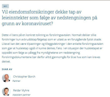 Et eksempel hentet fra Thommessens Q&A om korona-krisen. Et eksempel hentet fra Thommessens Q&A om korona-krisen.