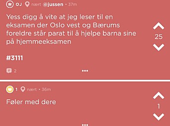 Faksimile fra Jusskanalen på Jodel Faksimile fra Jusskanalen på Jodel