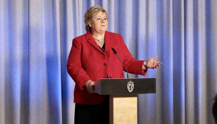 Statsminister Erna Solberg presenterte de nye økonomiske tiltakene på en pressekonferanse fredag Statsminister Erna Solberg presenterte de nye økonomiske tiltakene på en pressekonferanse fredag