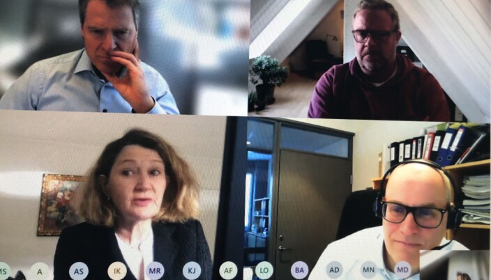 Advokatforeningens hovedstyre holdt ekstraordinært møte om undersøkelsen fredag. Øverst til v. Jens Johan Hjort, Jon Wessel-Aas, Susanne Munch Thore og Hallvard Østgård. Advokatforeningens hovedstyre holdt ekstraordinært møte om undersøkelsen fredag. Øverst til v. Jens Johan Hjort, Jon Wessel-Aas, Susanne Munch Thore og Hallvard Østgård.