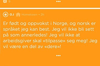 Faksimile fra Jusskanalen på Jodel Faksimile fra Jusskanalen på Jodel