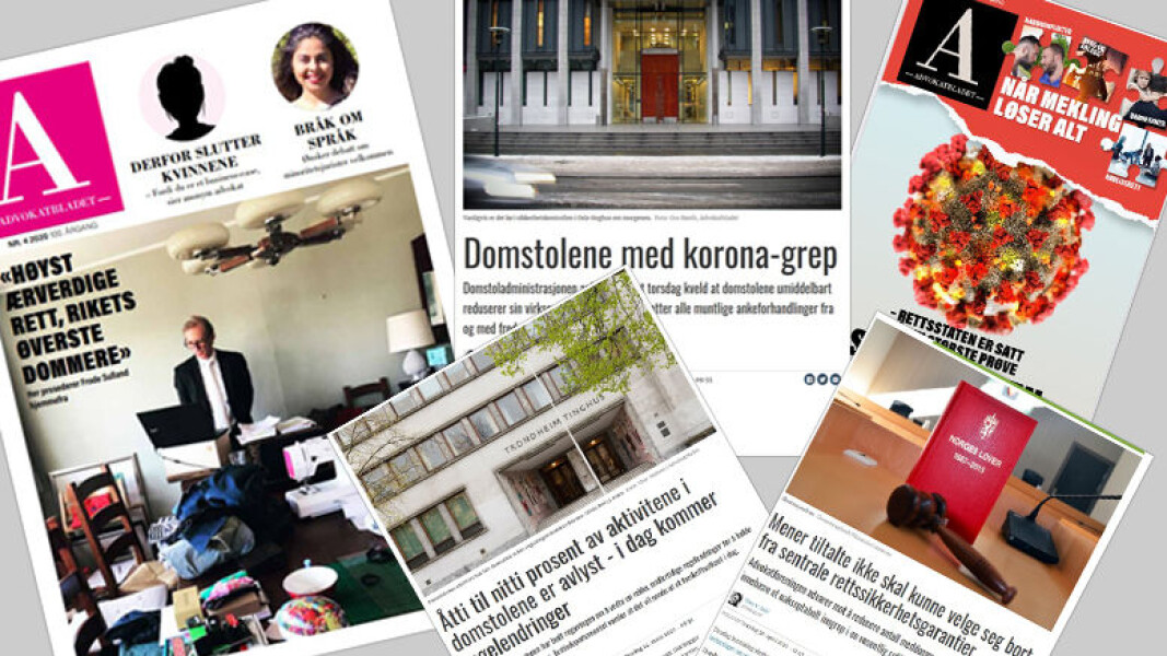 Et lite utvalg av Advokatbladets artikler om koronapandemiens betydning for domstolene og rettssikkerheten. Et lite utvalg av Advokatbladets artikler om koronapandemiens betydning for domstolene og rettssikkerheten.