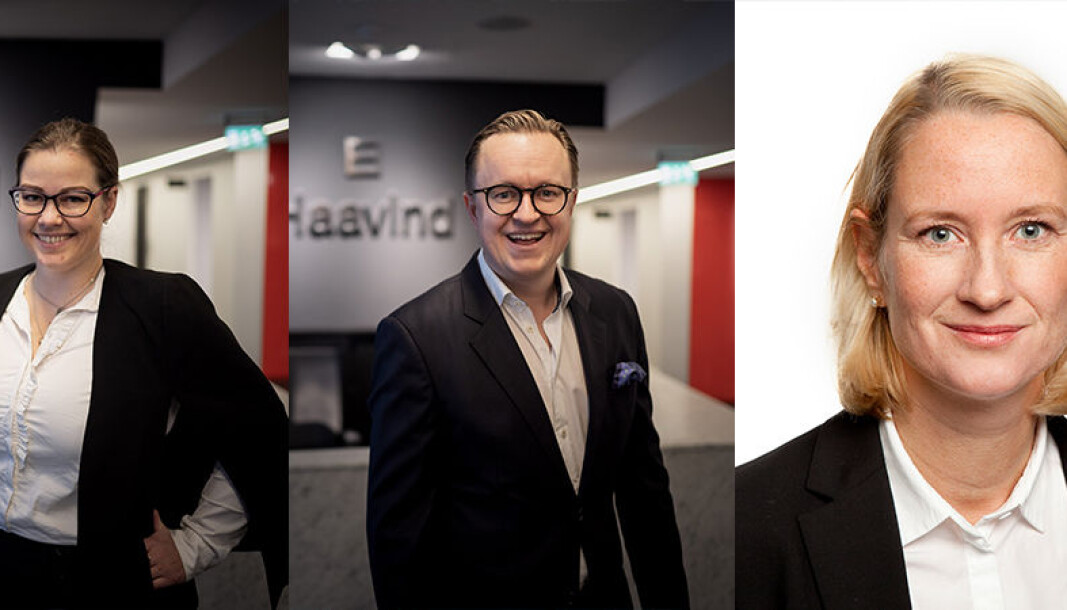 Mari Reitzel Bjerke, Magnus Meisingset Haug og Kari Sigurdsen er nye i Haavinds partnerskap. Mari Reitzel Bjerke, Magnus Meisingset Haug og Kari Sigurdsen er nye i Haavinds partnerskap.