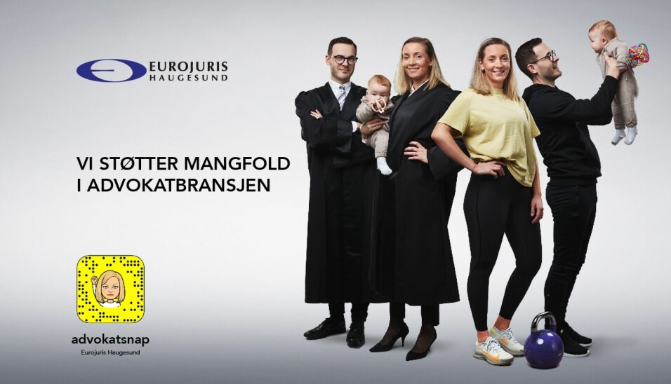 Med dette kampanjebildet skal Eurojuris Haugesund fremme sitt likestillingsengasjement 8.mars. Modeller for anledningen er advokatene Sandra Dueland (og hennes barn) og Anders Gustavsen.