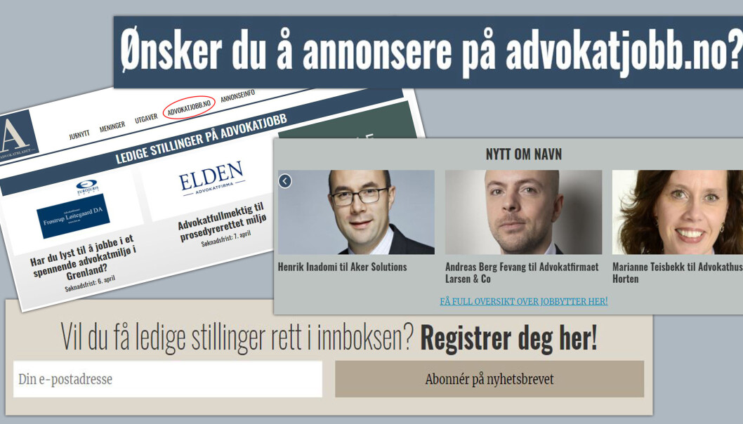Advokatjobb sender ut et nyhetsbrev med ferske stillinger hver mandag til alle som abonnerer på tjenesten. Advokatjobb sender ut et nyhetsbrev med ferske stillinger hver mandag til alle som abonnerer på tjenesten.