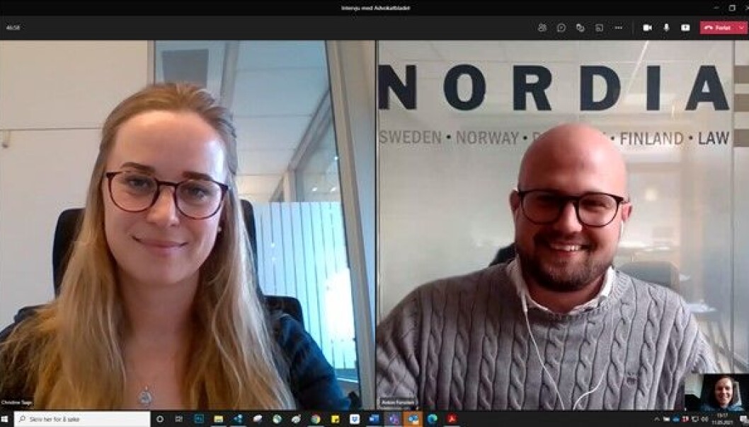 Christine Taaje og Anton Forssten sitter i styret i Yngre Advokater. Christine Taaje og Anton Forssten sitter i styret i Yngre Advokater.