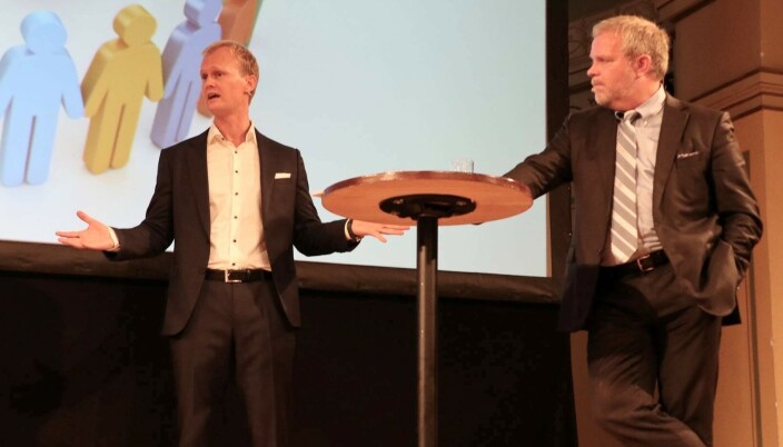 Hans Fredrik Marthinussen og Jon Wessel-Aas i debatt på Rettssikkerhetskonferansen. Hans Fredrik Marthinussen og Jon Wessel-Aas i debatt på Rettssikkerhetskonferansen.