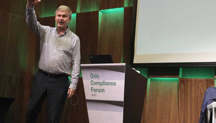 Erik Solheim var blant foredragsholderne på Oslo Compliance Forum på Clarion Hotel The Hub i Oslo.
