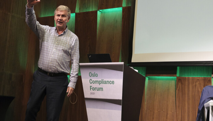 Erik Solheim var blant foredragsholderne på Oslo Compliance Forum på Clarion Hotel The Hub i Oslo. Erik Solheim var blant foredragsholderne på Oslo Compliance Forum på Clarion Hotel The Hub i Oslo.