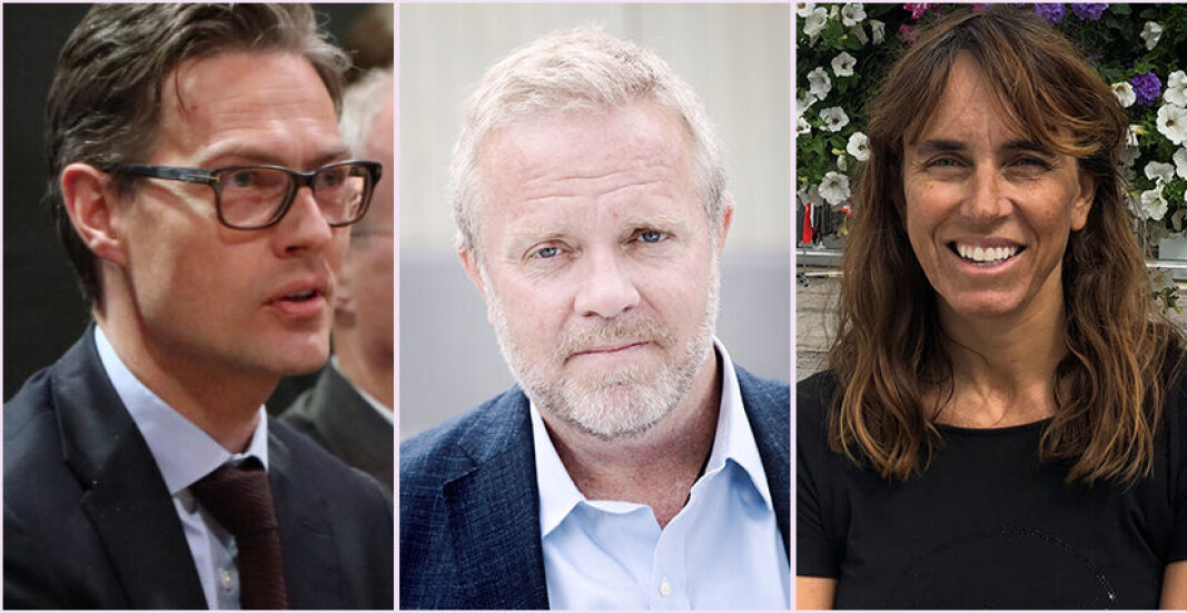 Kaare A. Shetelig, Jon Wessel-Aas og Bettina Banoun. Kaare A. Shetelig, Jon Wessel-Aas og Bettina Banoun.