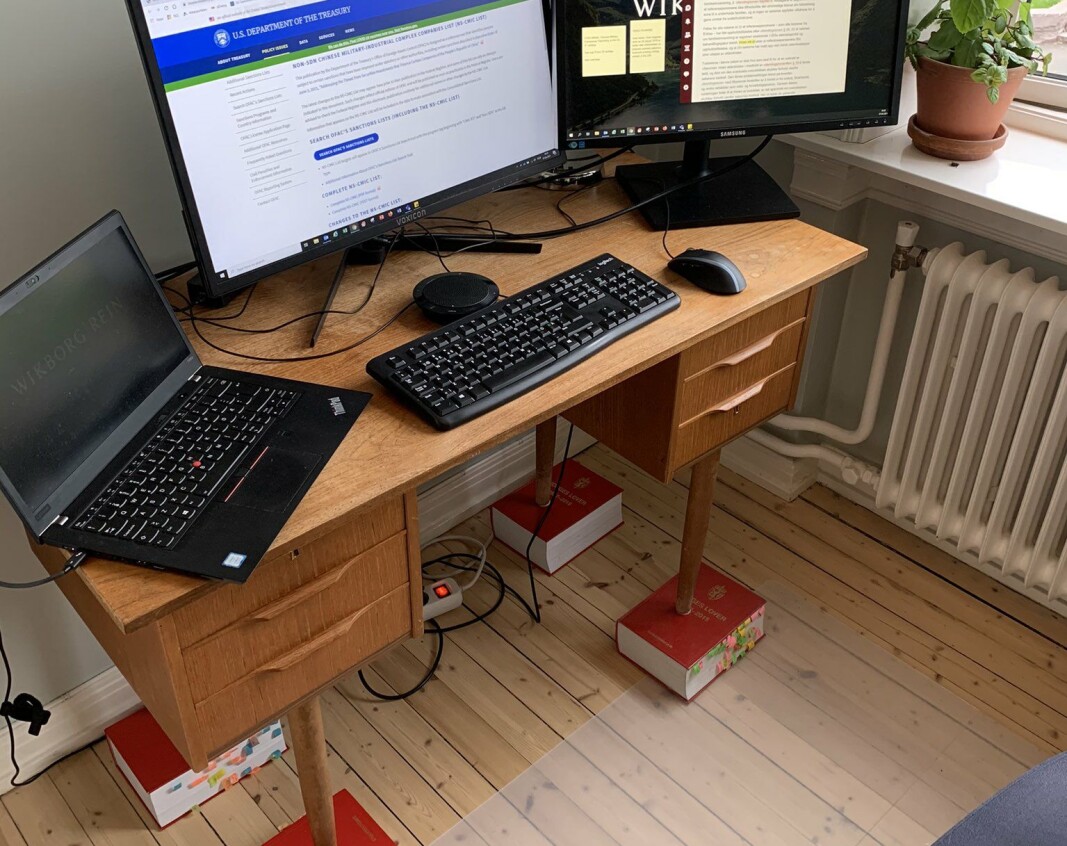 Hjemmekontoret til advokatfullmektig Audun Lunnan Hjort i Wikborg Rein. Hjemmekontoret til advokatfullmektig Audun Lunnan Hjort i Wikborg Rein.