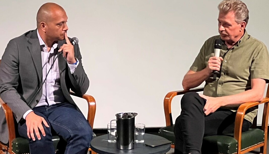 Paulo Chavarria og Are Saastad, leder for Reform, ressurssenter for menn, hadde en samtale etter filmvisningen. Paulo Chavarria og Are Saastad, leder for Reform, ressurssenter for menn, hadde en samtale etter filmvisningen.