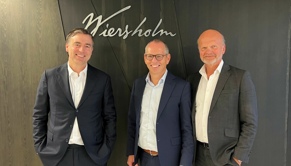 Harald Hellebust, Tor Bechmann og Kai Thøgersen skal jobbe sammen i Wiersholms team for M&A og selskapsrett.