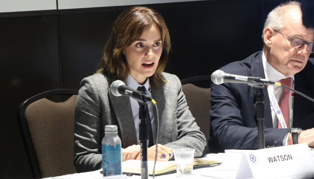Tidligere Harry Potter-skuespiller Emma Watson skapte likestillingsmagi på Miami Beach. Tidligere Harry Potter-skuespiller Emma Watson skapte likestillingsmagi på Miami Beach.