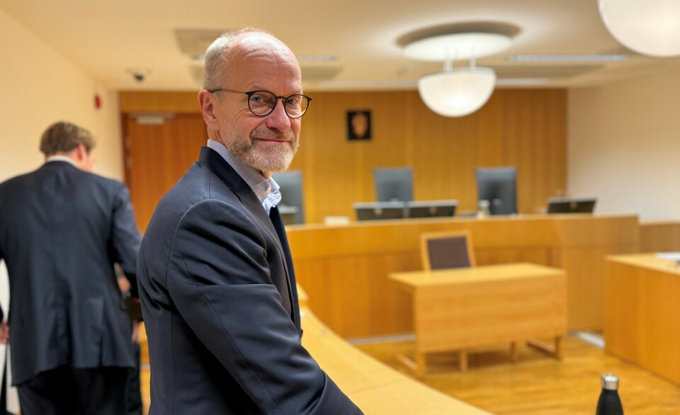 Finn Bjørnstad, partner i Wikborg Rein, på plass for hovedforhandling i Oslo tingrett.